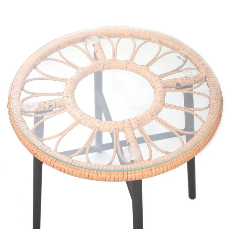 3 Piece Patio Furniture Outdoor Conversation Bistro Set with Tempered Coffee Table and Wicker Chairs for Garden Balcony Backyar