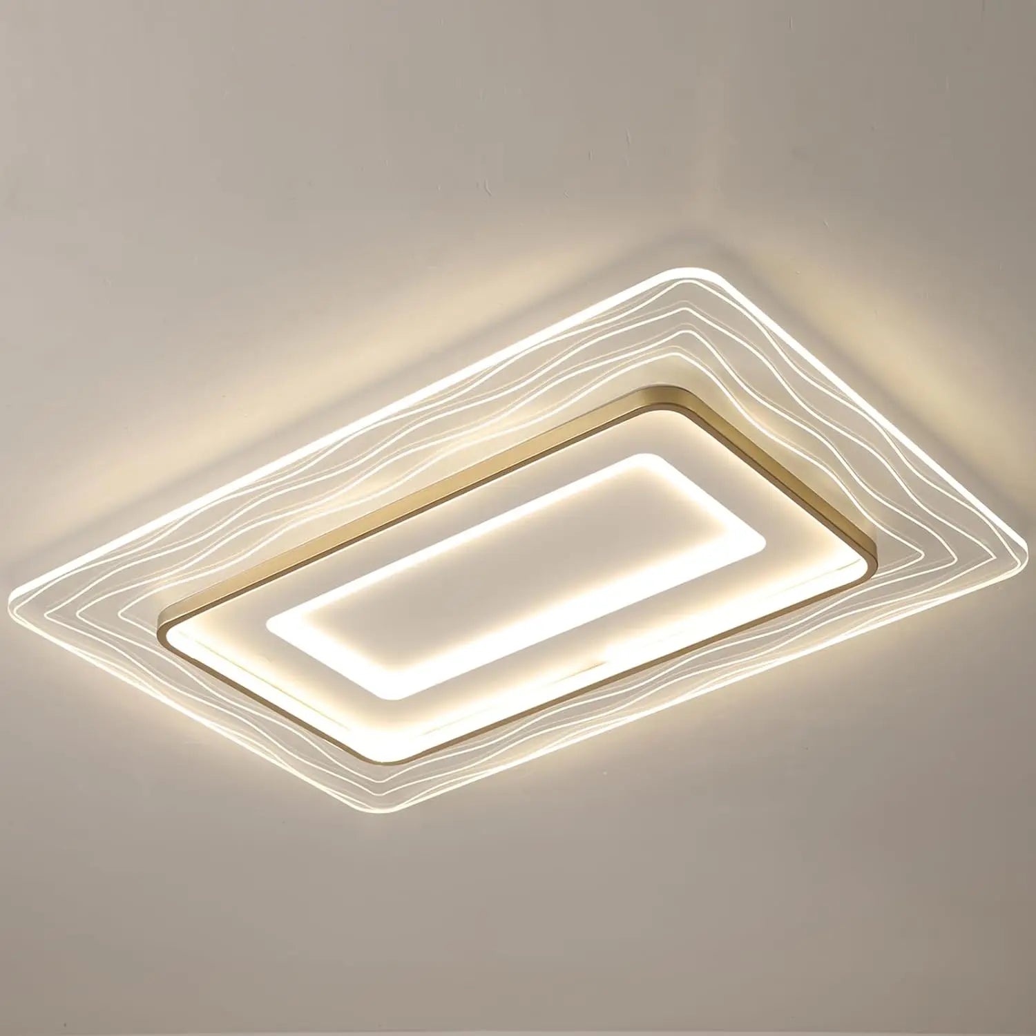Rectangular LED Flush Mount Ceiling Light Acrylic Ultrathin Ceiling Lamp Dimmable 3500K-6000K w/Remote, L35.5 x W23inch