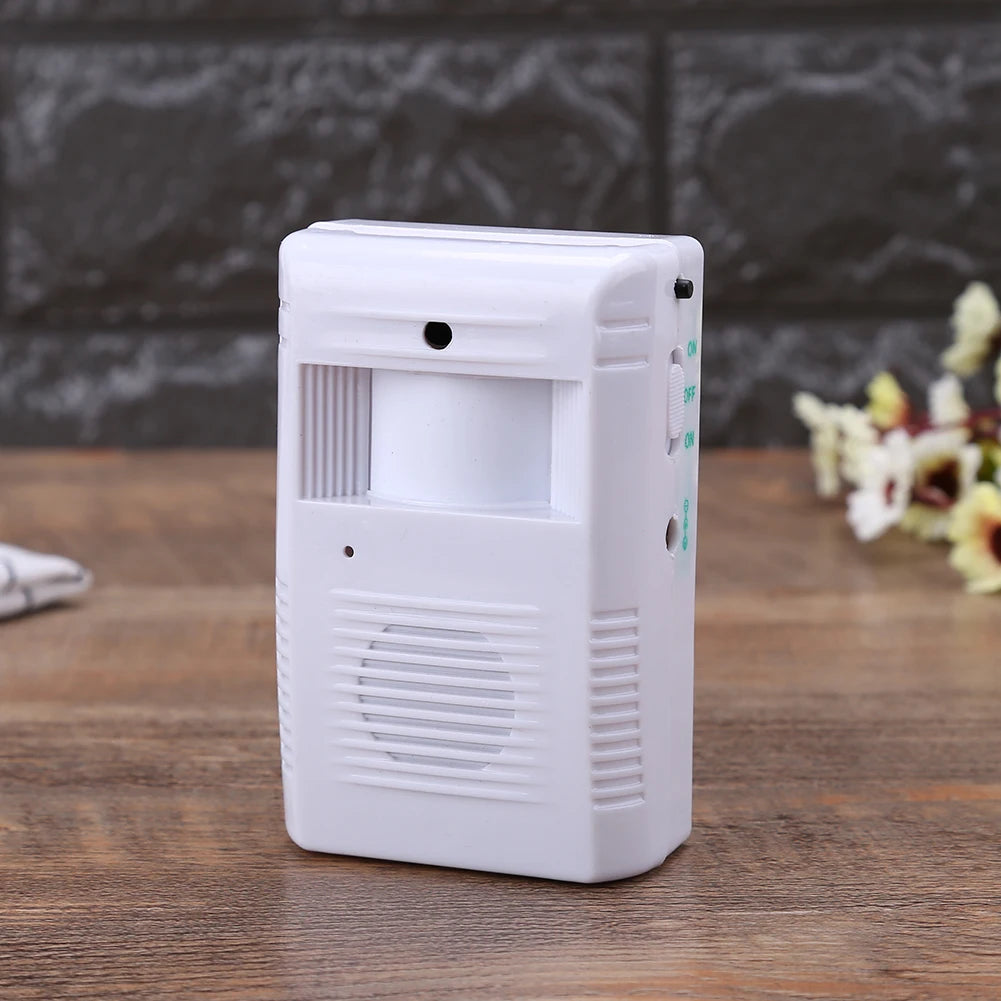 White Motion Sensor Doorbell Wireless Induction Visitor Door Bell Alert System Security Convenient for Warehouse Shed Garage