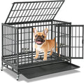 37 Inch Heavy Duty Stackable Dog Crate with Wheels, Escape-Proof Lock, Removable Tray for Medium/Small Dogs