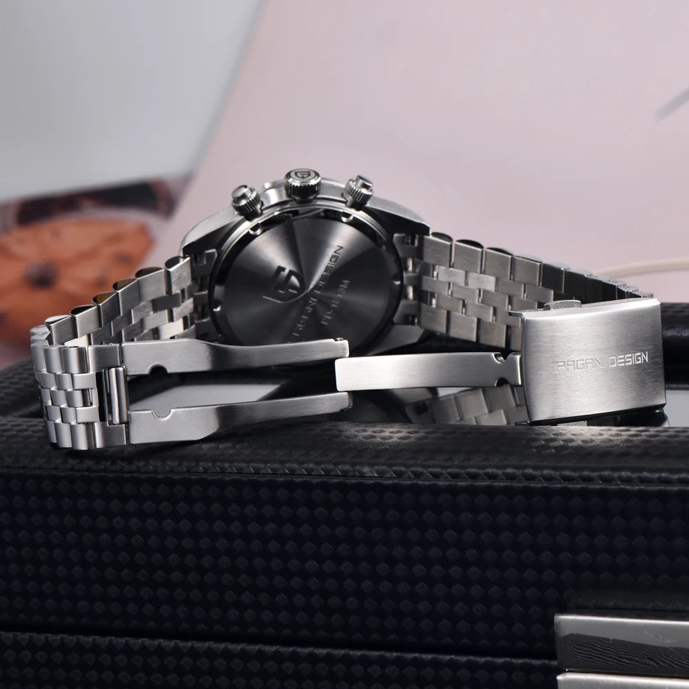 PAGANI DESIGN New Men's Quartz Watches luxury Stainless Steel Waterproof Chronograph Wrist Watch for Men Japanese VK64 Movt