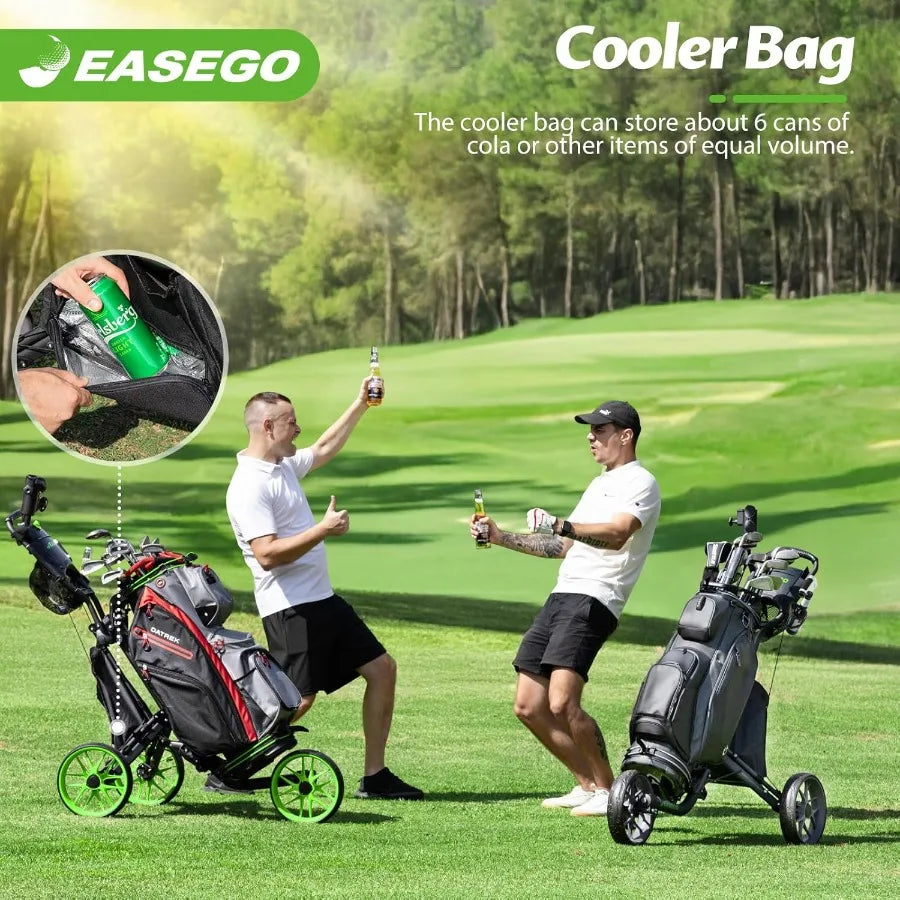 Golf Push Cart 3 Wheel : Golf Bag Cart Foldable with Phone Holder/Cup/Umbrella Holder Compact Golf Pull Carts Quick Fold Golf C