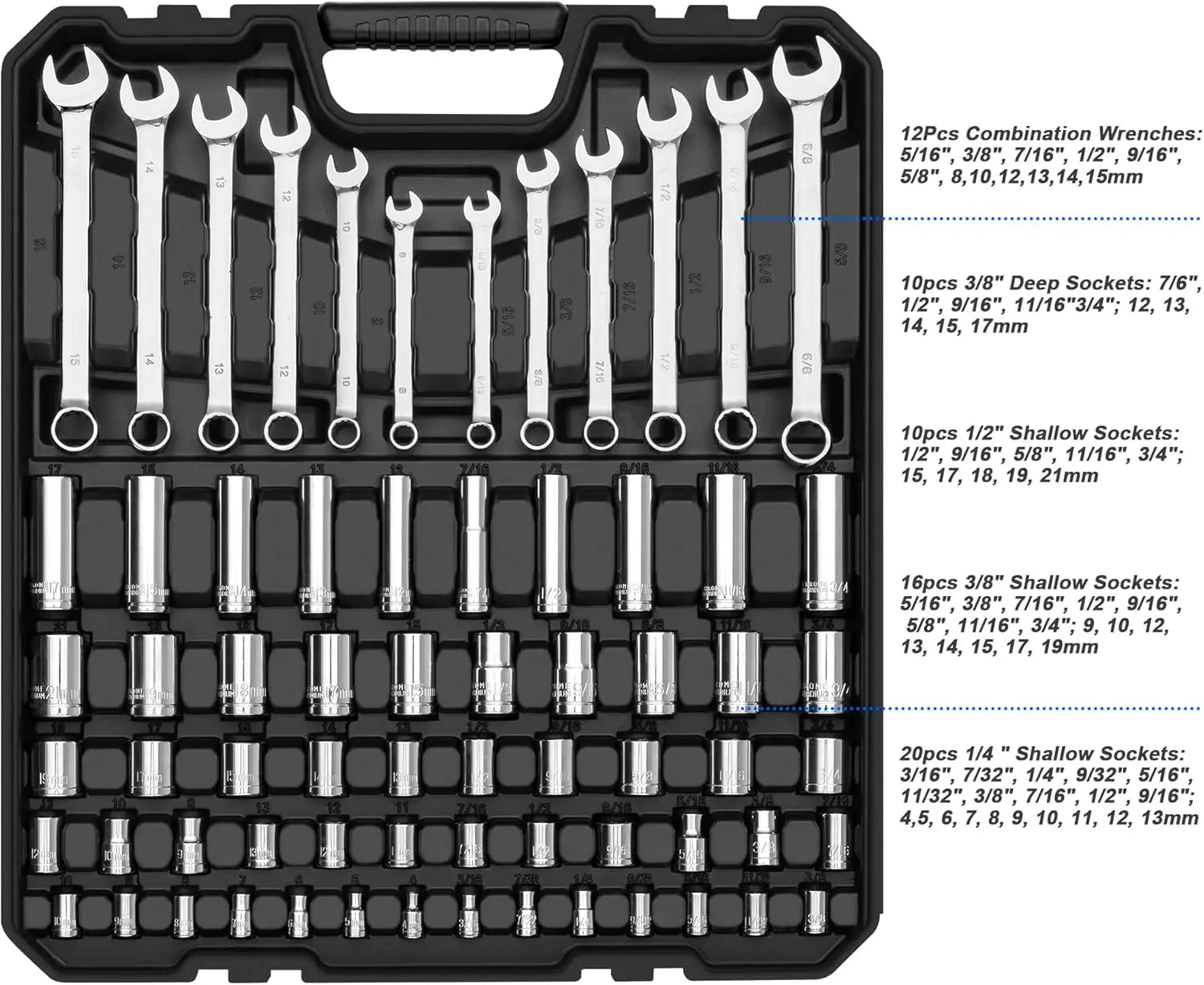 240-Piece Professional Mechanics Tool Set with SAE/Metric Sockets, Wrenches & Storage Toolbox for Auto Repair