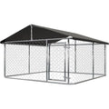 Outdoor Dog Enclosure Heavy Duty Dog Kennel House Mesh Dog Big Cage Pet Kennel Steel Fence with Secure Lock 6.56'x 6.56'