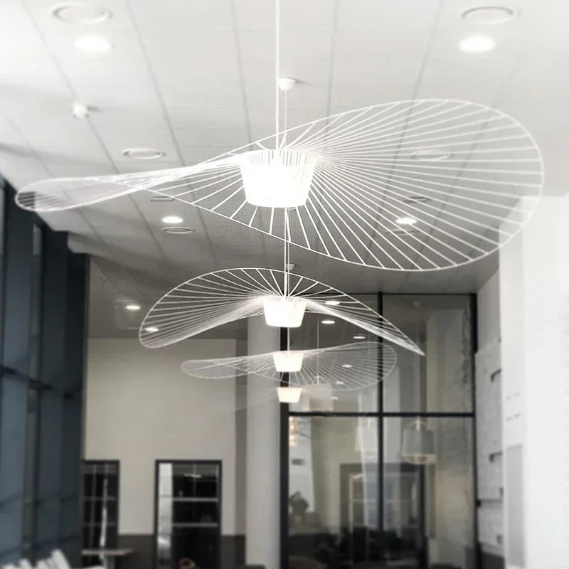 Vintage Hat Pendant Lamp Black Rattan Led Suspension Luminaire Hanging Light Kitchen Living Room Home Decor Ceiling Chandelier