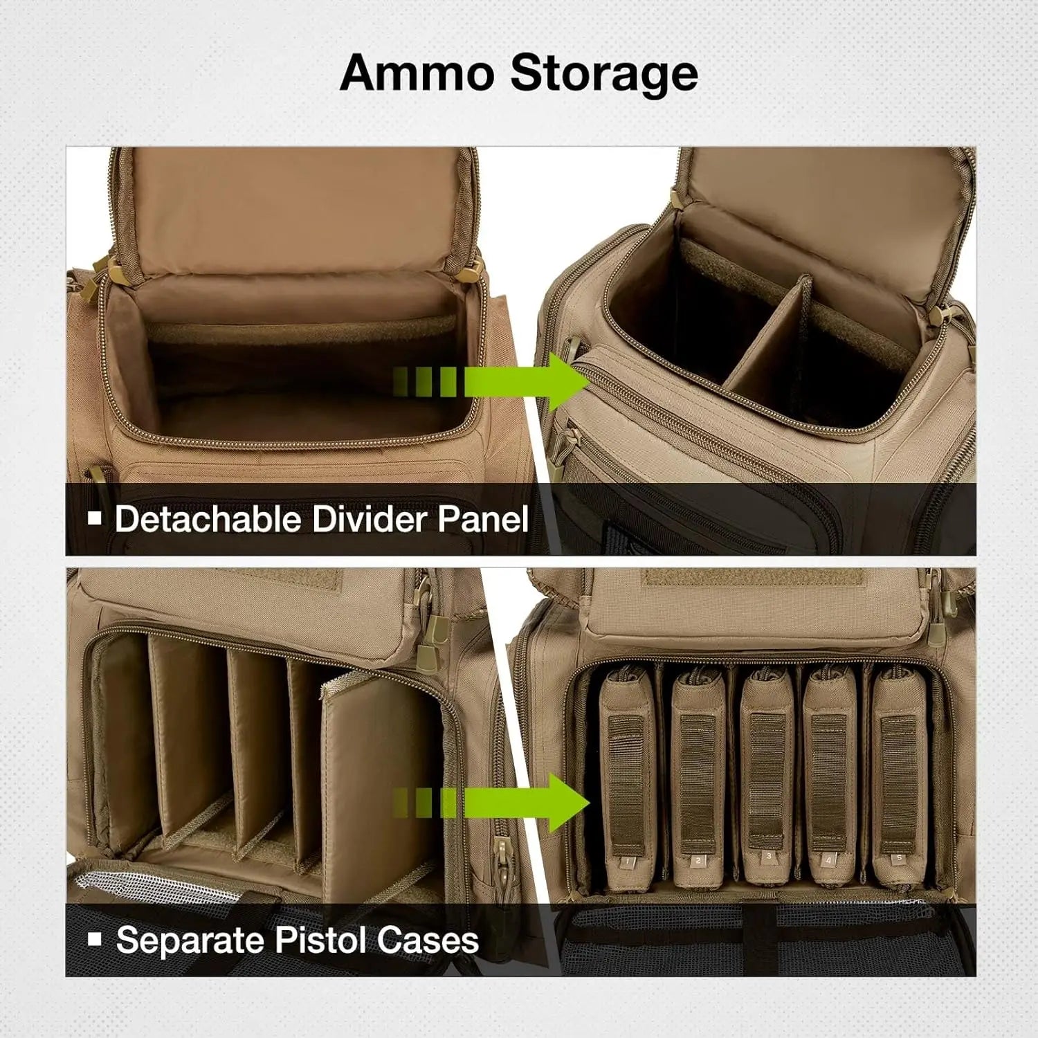 Tactical Range Backpack Bag for Gun and Ammo with Pistol Case