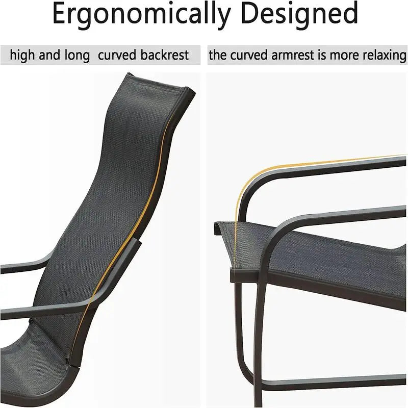 Outdoor Bistro Set of 2, C Spring Motion Chair & Ottoman, All-Weather Armchair, Quick Dry Textile for Patio, Porch, Deck,