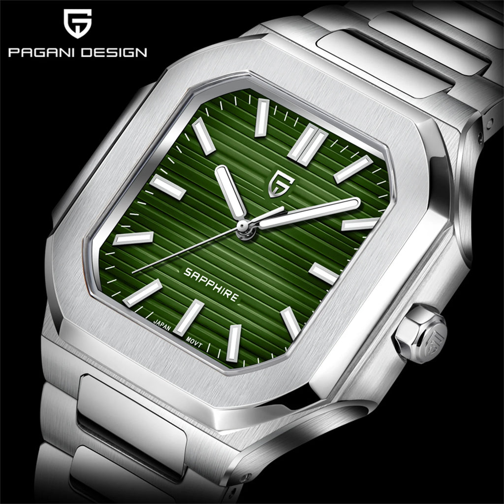 PAGANI DESIGN 2025 New Men's Quartz Wristwatches TMI VH31 37MM 10Bar Waterproof 316L Luxury Stainless Steel Sapphire Men's Watch