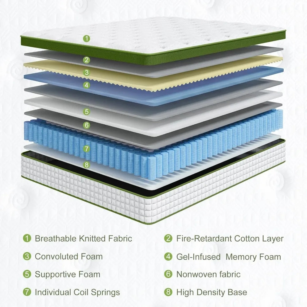 BedStory Mattress for Side Sleepers & Couples,14 Inch Cooling Gel Hybrid Bed Extra Lumbar & Shoulder Support CertiPUR-US w
