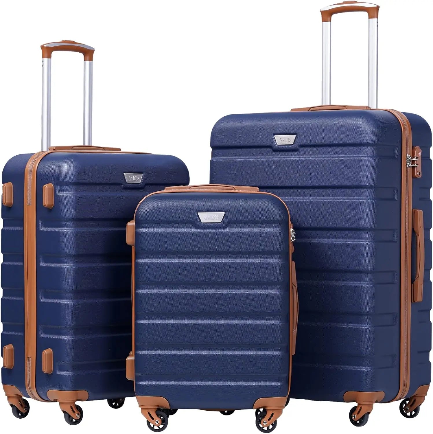 Coolife Luggage 3 Piece Set Suitcase Spinner Hardshell Lightweight TSA Lock (orange)
