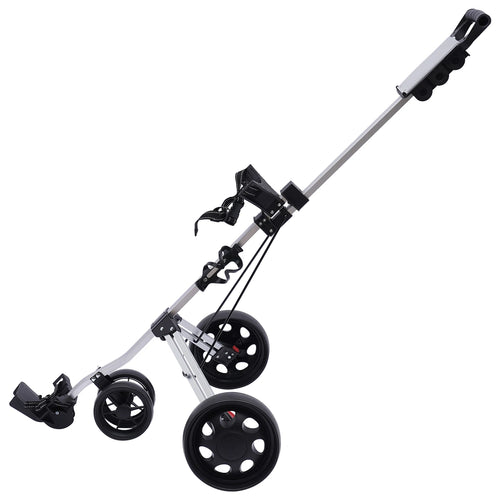 3-Wheel Golf Push Cart Lightweight Push Pull Golf Cart Trolley Sturdy Foldable Lightweight