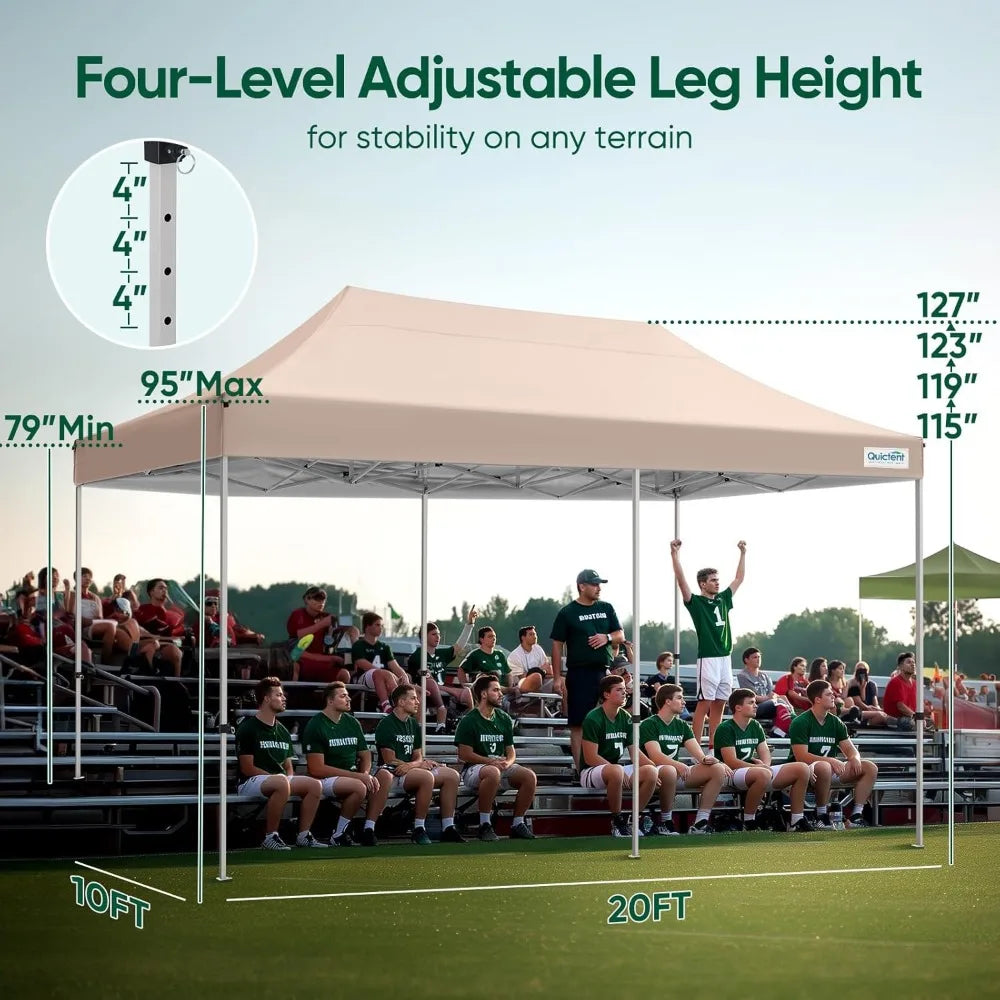 Heavy Duty 10x20 Pop Up Canopy Tent, Commercial Instant Shelter with Wheeled Bag for Outdoor Events, Beach Parties, and Weddings