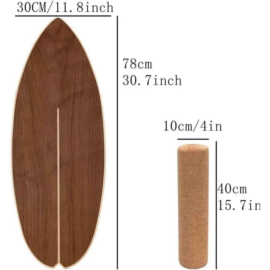 Balance Board Indoor Surfboard Surf Style Home Fitness with Wheel for Exercise Athletic Training and Board Sports Fun Workout E