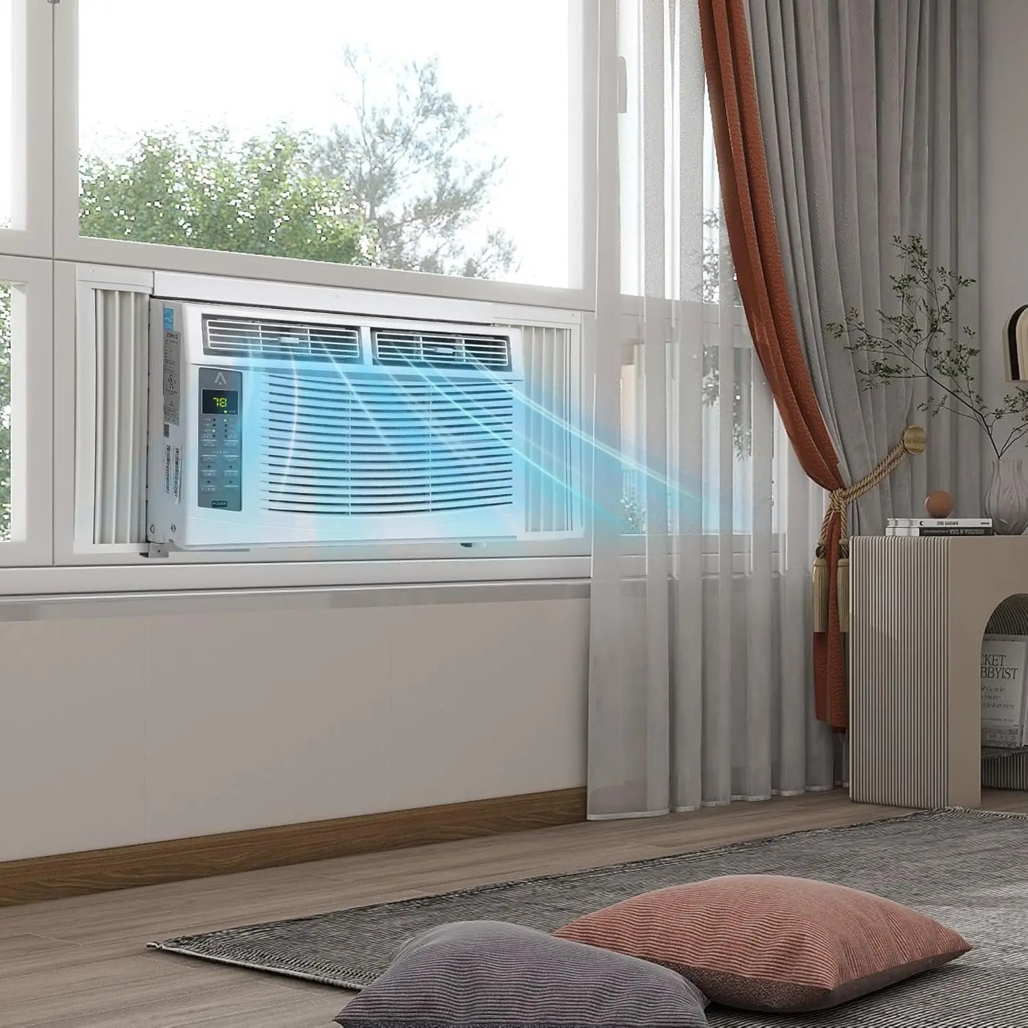 6,000 BTU Window Air Conditioner AC Window Unit Cool up to 250 Sq. Ft w/Wifi Controls & 4 IN 1 Cooling Dry Fan and Auto Mode