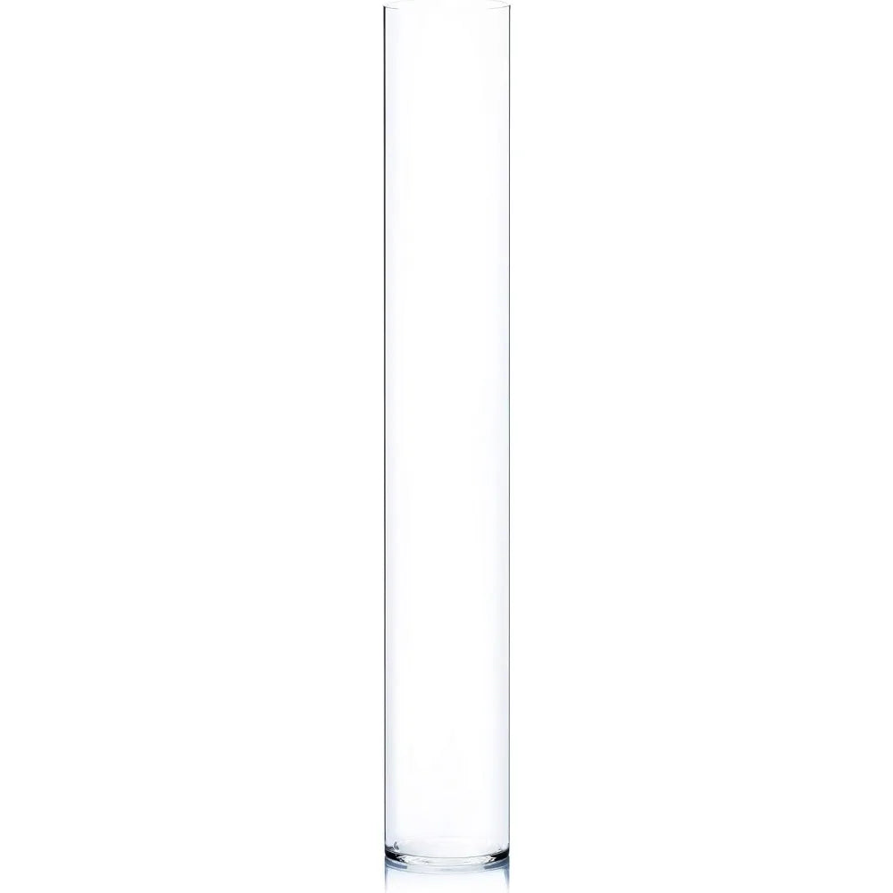 Clear Tall Cylinder Glass Vase Bulk, Open Width 7, Height 26, Large Floral Container, Planter, Centerpieces for Wedding Parties
