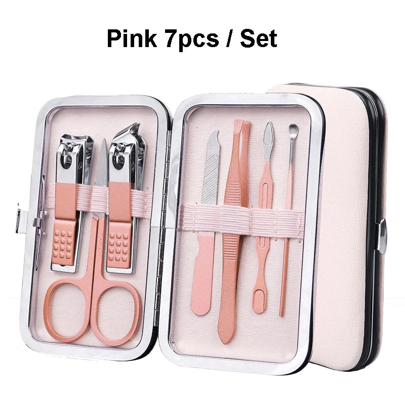 7Pcs/Kit Nail Clippers Set Multifunctional Tools Portable Travel Pedicure Kit Stainless Steel Professional Manicure Accessories