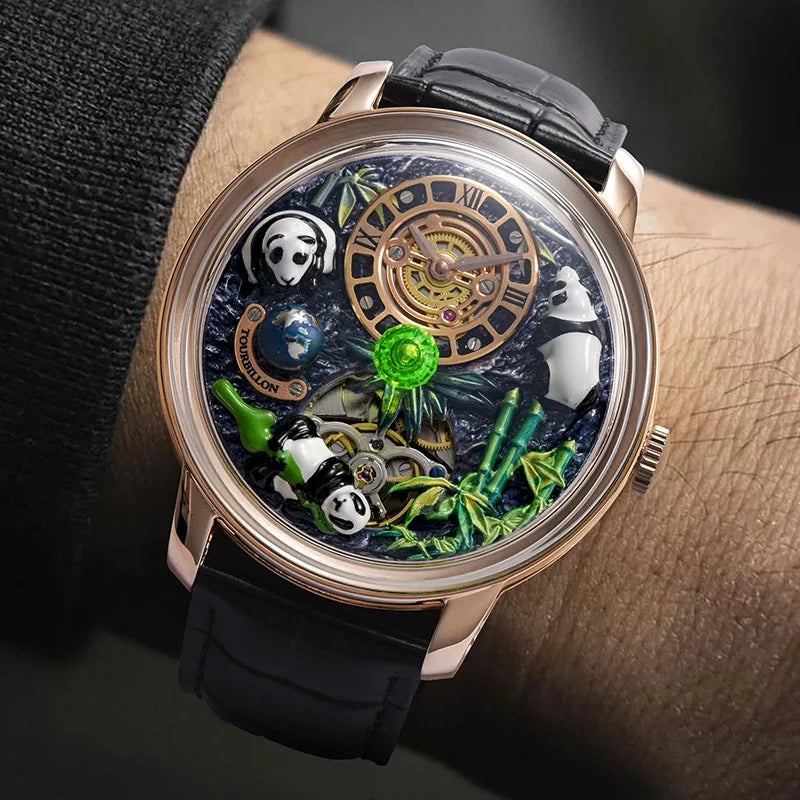 PINDU New Men Wristwatches Top Brand Luxury Mechanical Watch Panda Paradise Watch Men Stainless Steel Waterproof M2791B Movement