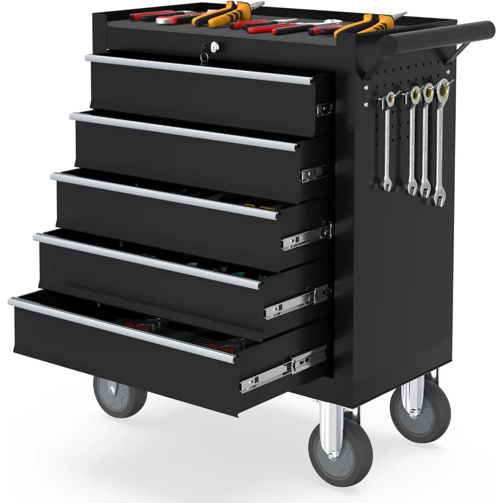 5 Drawers Metal Rolling Tool Chest, Portable Storage Tool Box with Wheels, Toolbox with Lock for Warehouse,Customized