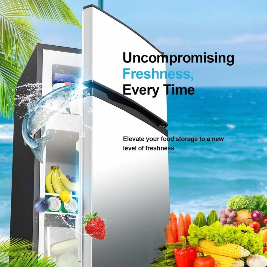 4.4 Cu.Ft Double Door Refrigerator with Freezer Mini Fridge for Bedroom Office Dorm and Apartment Small Compact Refrigerators w