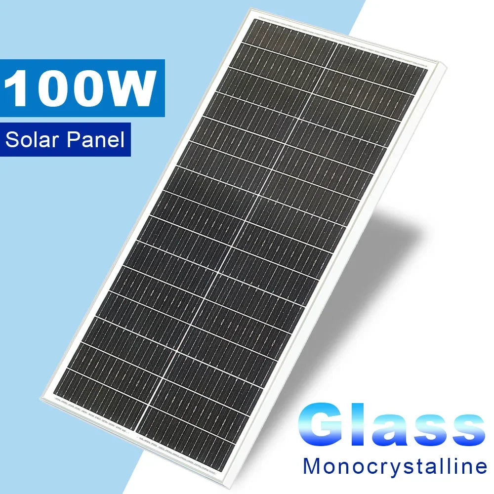 XINPUGUANG 100W 16.5V Rigid Solar Panel Monocrystalline Silicon Waterproof for 12V Charging Ideal for Camping Home RV
