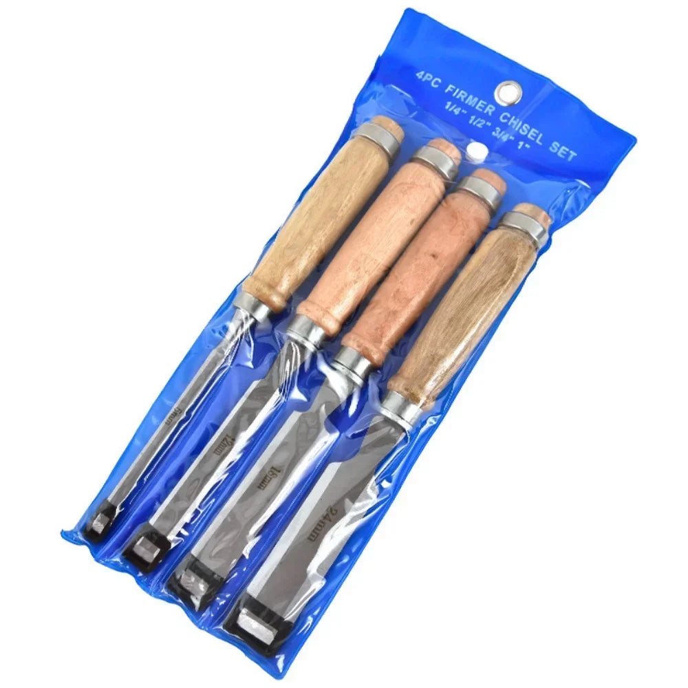 4pcs Professional Wood Carving Chisels Set with Ergonomic Tools for Woodworking DIY Auxiliary Wood Carving Chisels