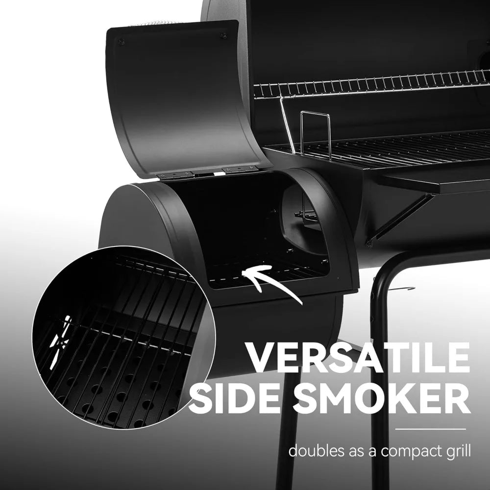 Royal Gourmet CC1830SC Charcoal Grill and Offset Smoker, 811 Sq. In. Cooking Area, Black, Outdoor and Camping Use