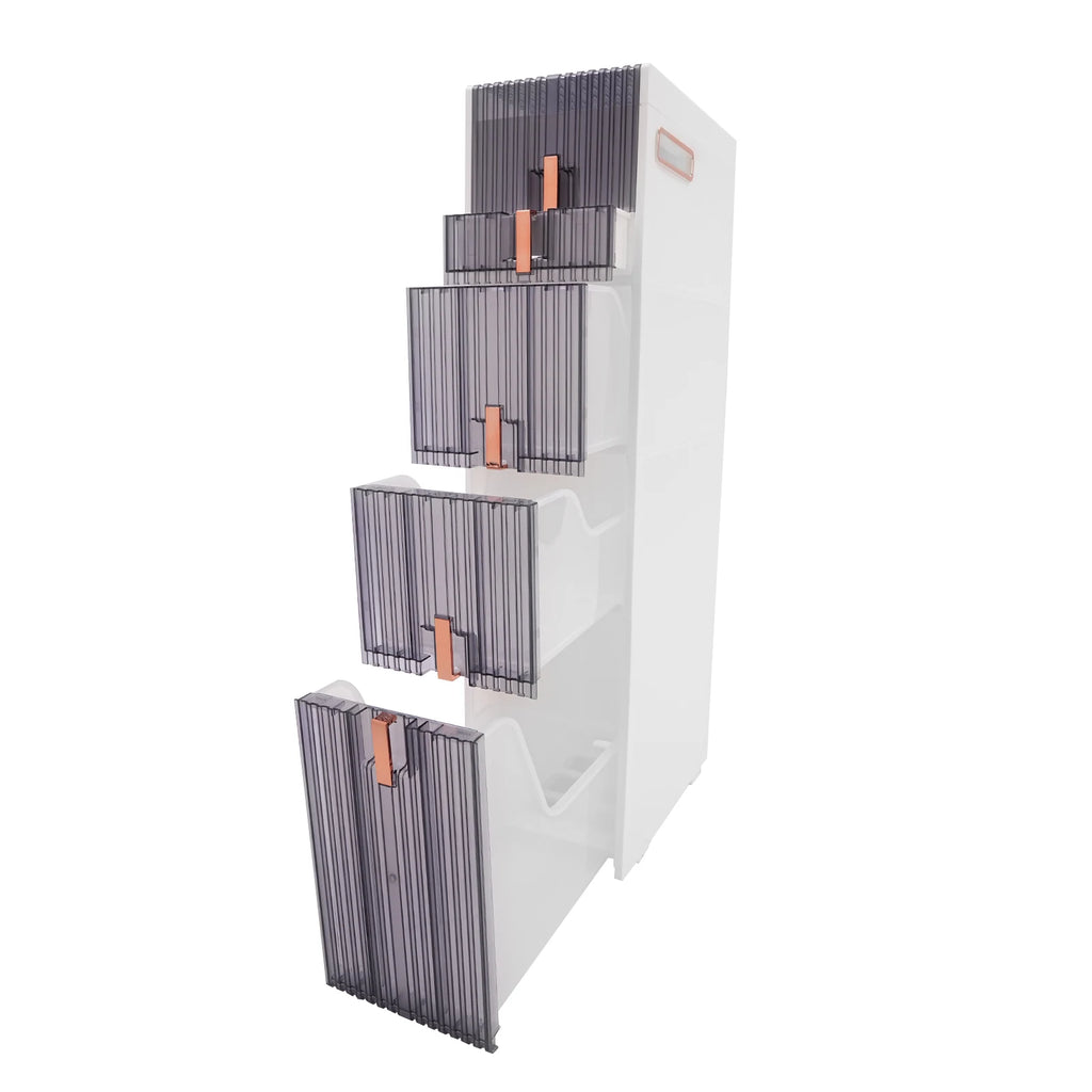 5-Tiers Bathroom Floor Cabinet 8.7*15*37.6in Storage Cabinet Narrow Standing Toilet Paper Holder