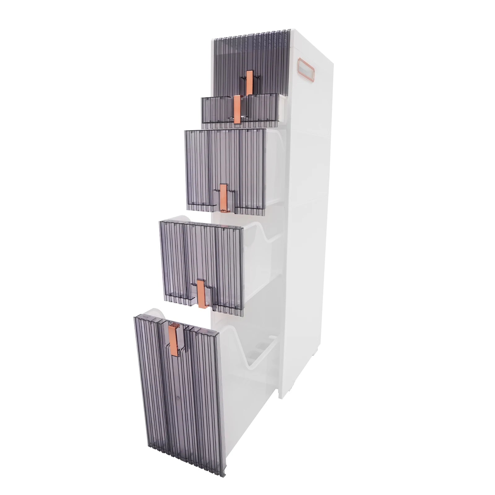 5-Tiers Bathroom Floor Cabinet 8.7*15*37.6in Storage Cabinet Narrow Standing Toilet Paper Holder