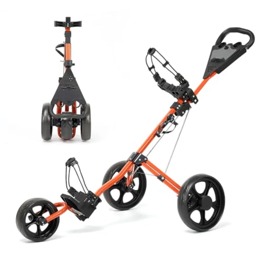 Golf Cart Golf Push Cart Golf Bag Cart with 3 Wheel Quick Folding Scorecard Holder Cup Holder Foot Brake 360 Rotating Front Whe