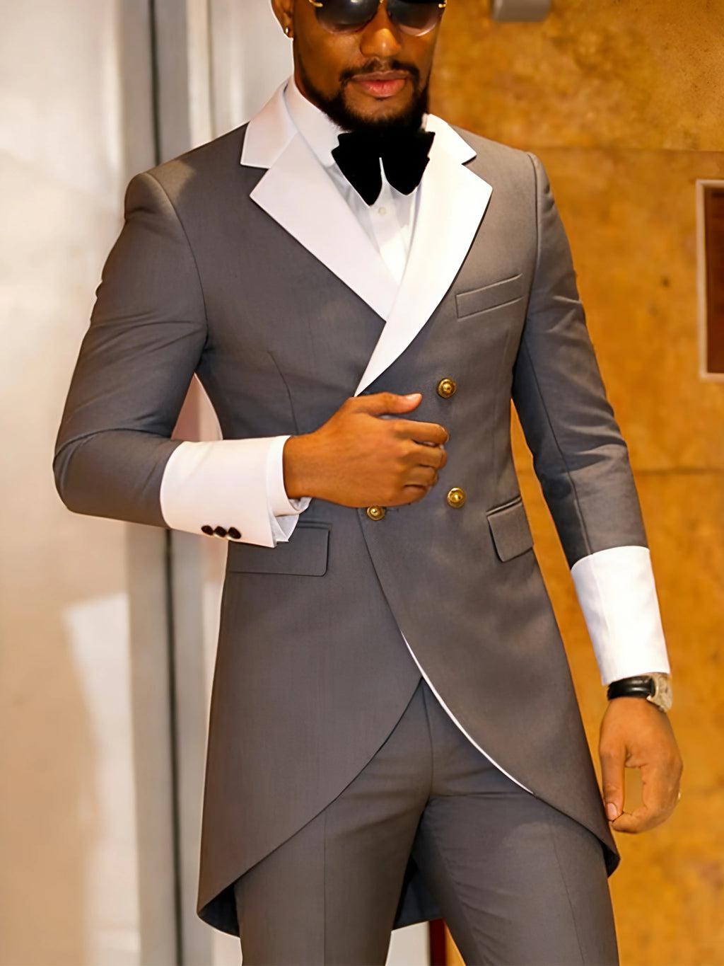 Men's tailcoat, men's suit 2-piece slim fit double breasted tailcoat, suitable for occasions such as dances, concerts, weddings,