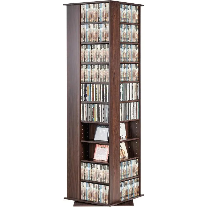 Media Storage Cabinet, 34 Compartments Rotating Media Tower, Protects & Organizes Music, Movie, Video Games or Memorabilia