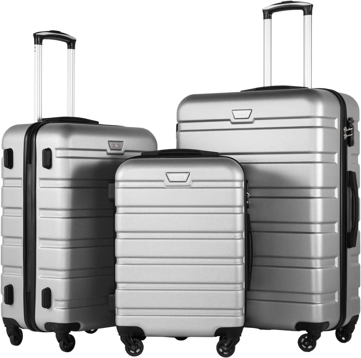 Coolife Luggage 3 Piece Set Suitcase Spinner Hardshell Lightweight TSA Lock (orange)