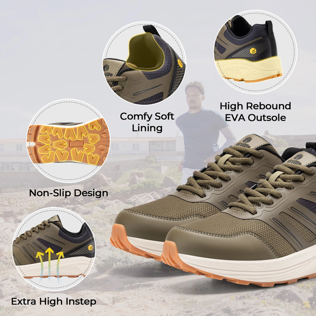 Fittington Shoes For Man Wide Toe Box Man Sport Sneakers Running Shoes For Heel Pain & Plantar Fasciitis Relief