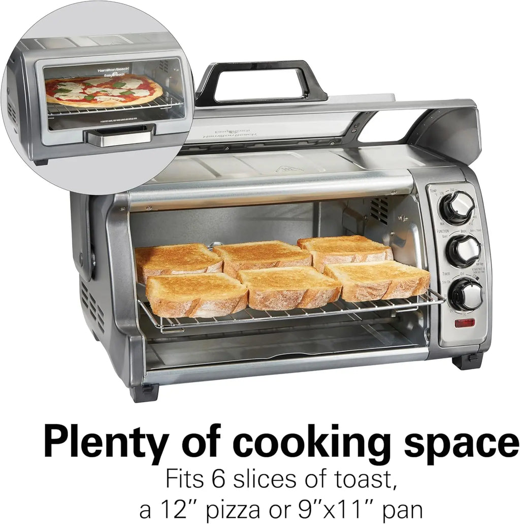 Large Capacity Air Fryer Toaster Oven Combo with 4 Functions, Fits 6 Slices or 12" Pizza, Stainless Steel