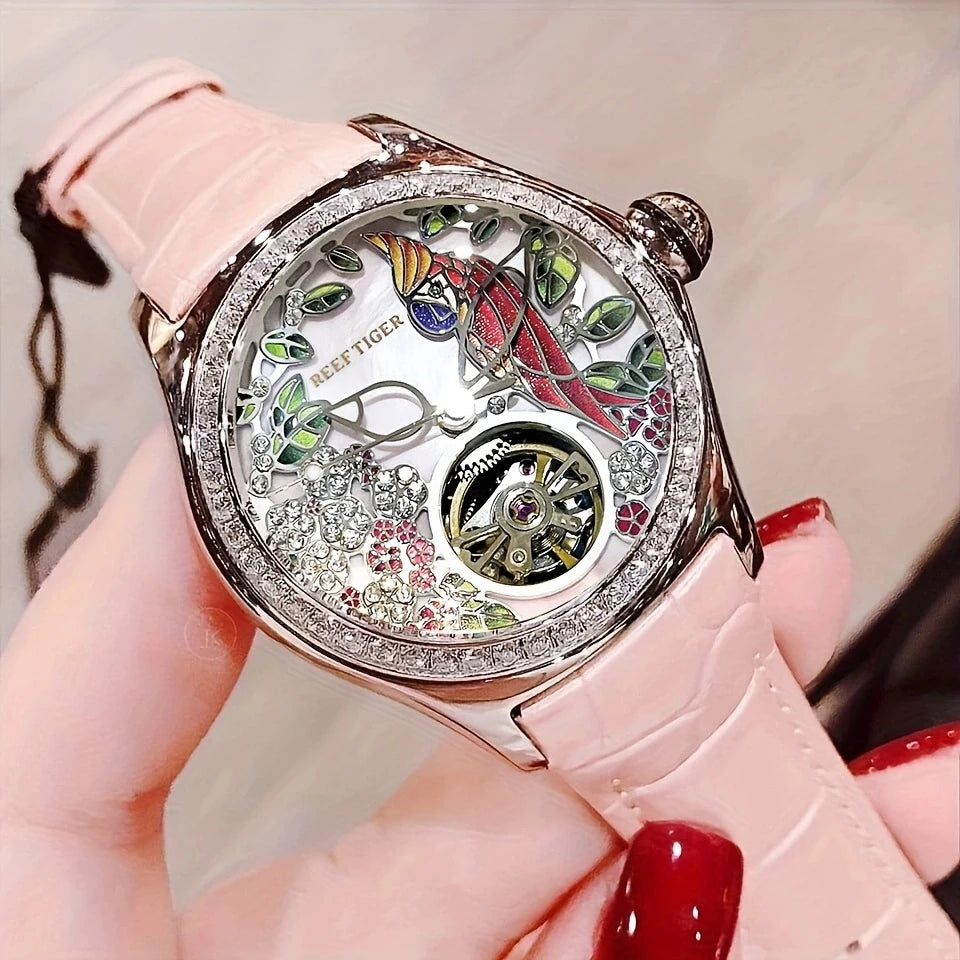 reef tiger Men's Valentine's Day gift: Mechanical watch, fully automatic multi-functional dual calendar business men's watch, wa