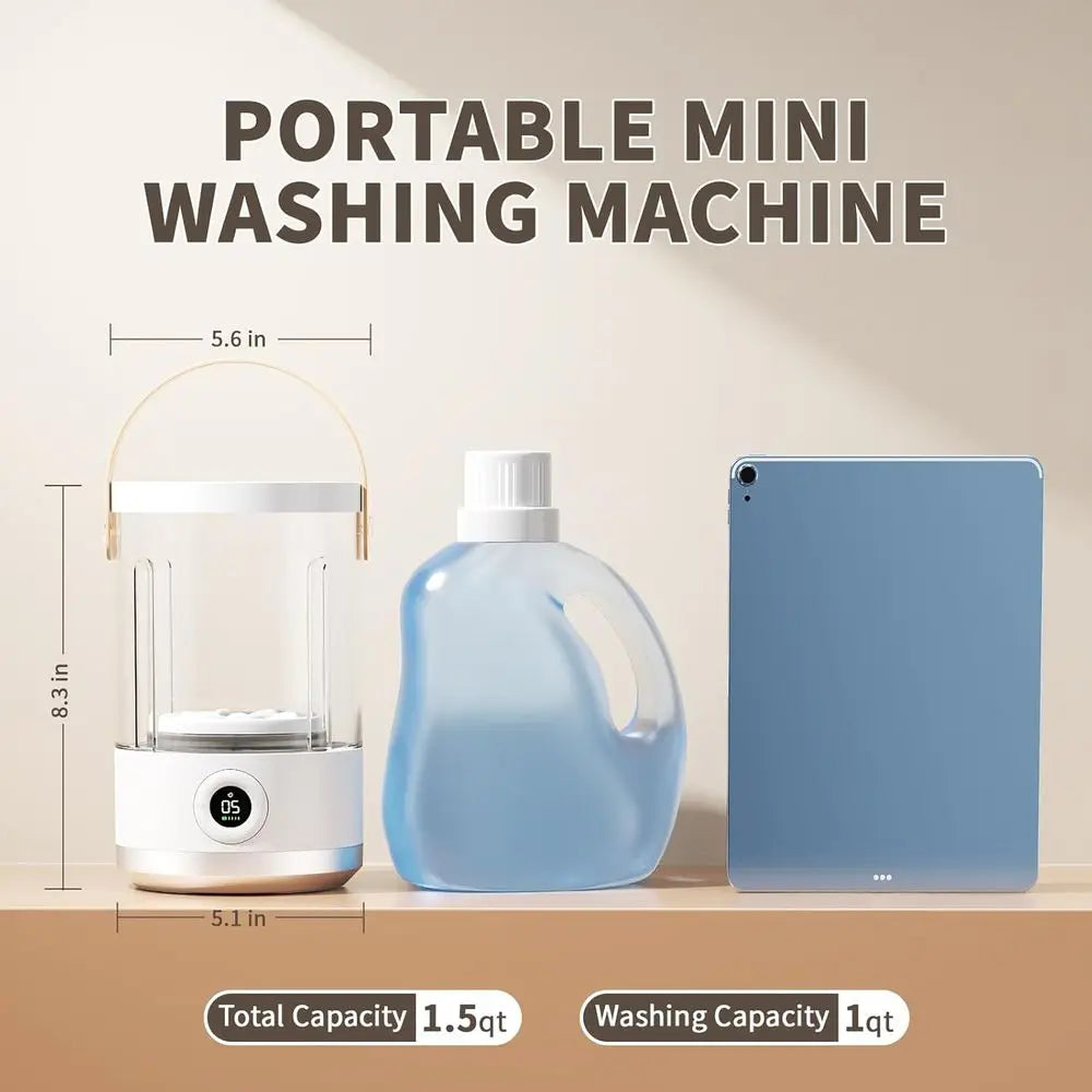 Portable Mini Washing Machine – Compact Small Washer for Underwear, Socks, Baby Clothes – Rechargeable Travel Washer with 5/15 M