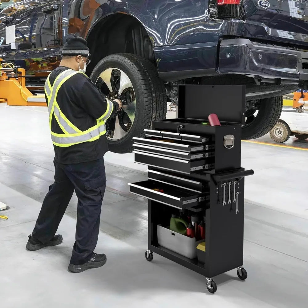 Customized.8 Drawer Rolling Tool Chest, High Capacity Tool Box with Lockable Wheels and Drawers, 2 in 1 Portable Toolbox Organiz