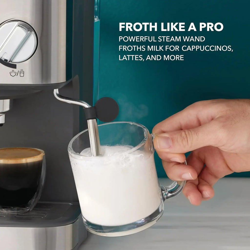 Compact Espresso Maker, Espresso Machine With Steam Wand, 15-Bar Pump Automatic Espresso Machine
