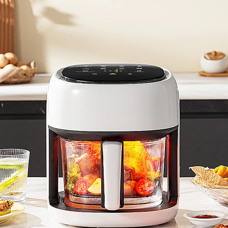 Smart Electric Air Fryer Large Capacity Convection Oven - Oil-Free Deep Fryer with 360° Baking Viewable Window for Home Kitchen