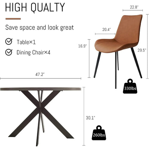 47" Round Dining Table Set, Mid Century Modern Round Dining Table for 4-6 Person, Steel Legs,Leisure Coffee Table for,Customized