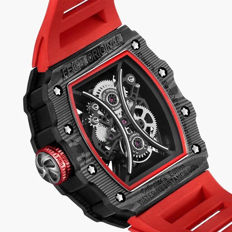 FEICE Men's Automatic Wrist Watch Sapphire Crystal Japanese Movement Skeleton Mechanical Watch Waterproof Sports Wristwatch 602