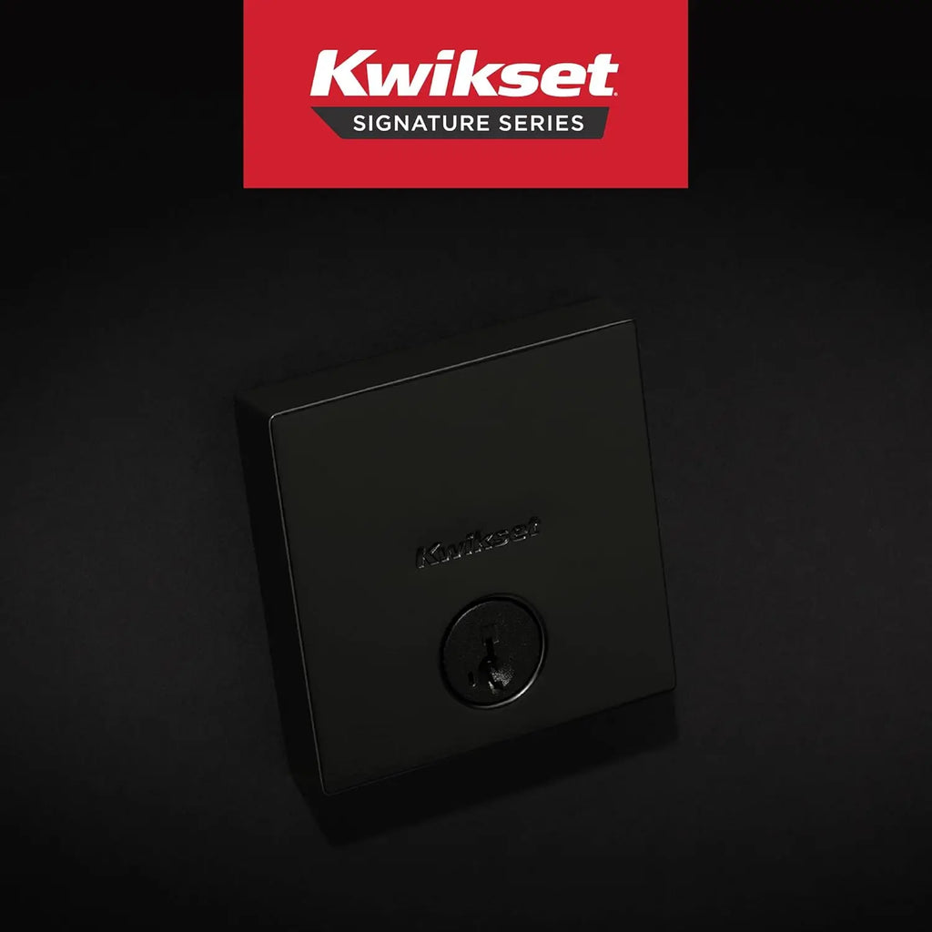 Matte Black Square Exterior Keyed Deadbolt Lock, SmartKey Rekey Security with Microban Protection