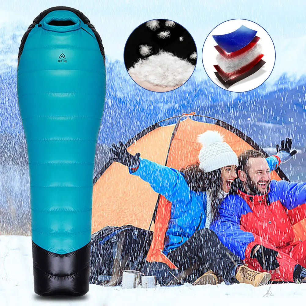 Goose Down Hiking Sleeping Bag Ultralight Thermal Sleeping Bag Portable Waterproof for Backpacking Camping Hiking