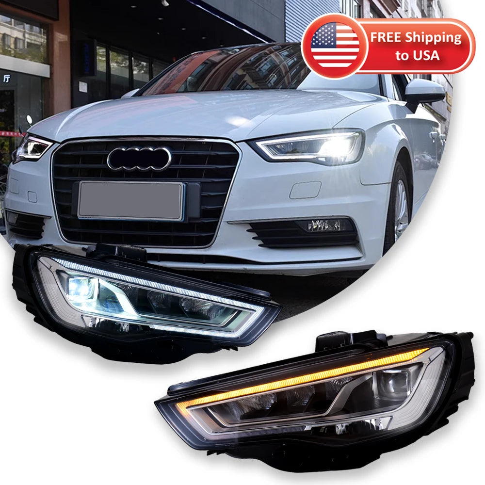 Car Headlights For Audi A3 2014-2016 LED Car Lamps Daytime Running Lights Dynamic Turn Signals Car Accessories