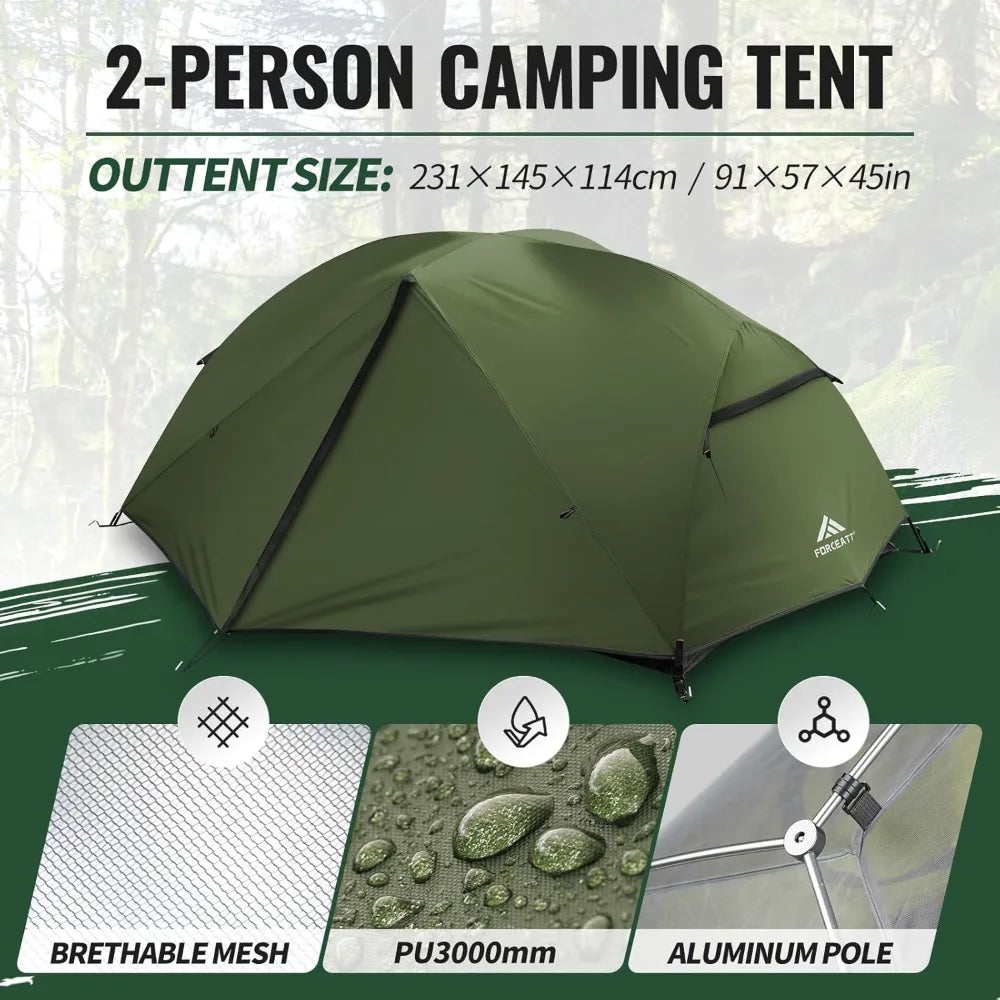 Tent for 2 Person is Waterproof and Windproof ,Lightweight Aluminum Pole Backpacking Tent Can be Set Up Quickly,Great for Hiking