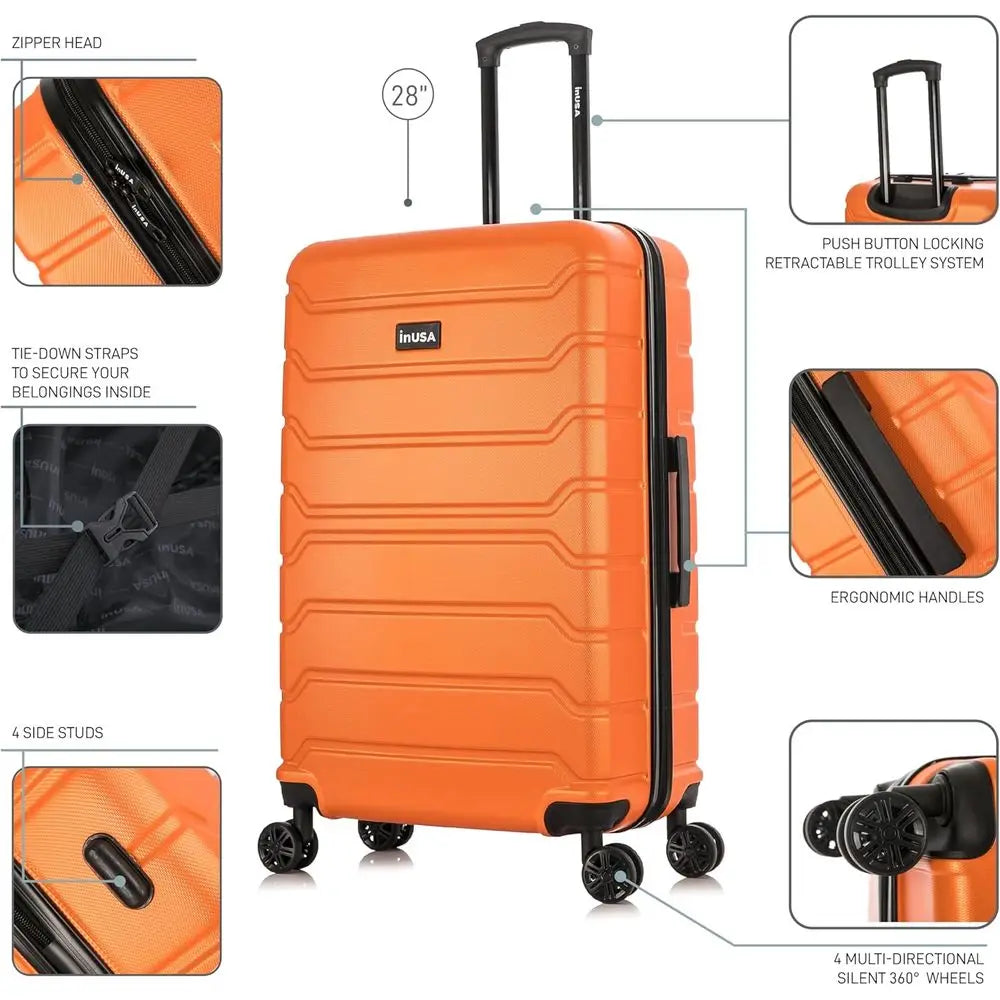 28-Inch Orange Spinner Luggage - Durable Lightweight Hardside Suitcase with Handle and Trolley for Travel