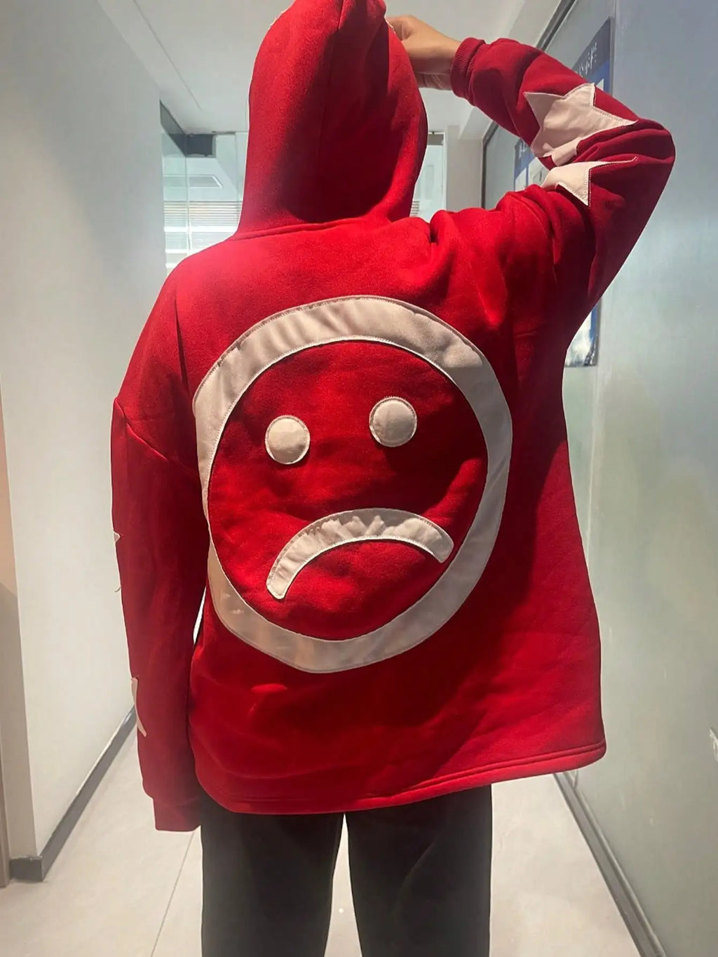 INFW fall jackets for Womens  loose fit Fleece Jacket American Retro Red zip up Hoodie Street Hip-Hop Style Jacket Unisex