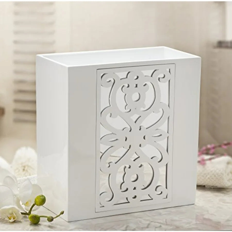 Mirror Janette White Bathroom Accessories Set Complete 6 Piece Bathroom Set Includes Soap Dispenser Toothbrush Holder Tumbler C