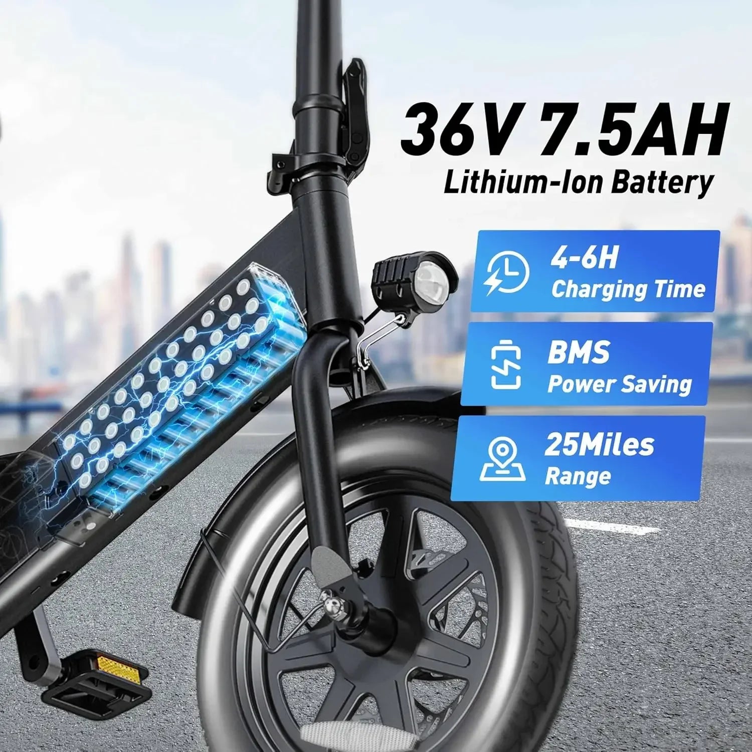 HOT SELLIG QUALITY Folding Electric Bicycle,Commuter City E-Bike With 350W Motor And 36V 7.5Ah Battery,3 Levels Assist, Dual Dis