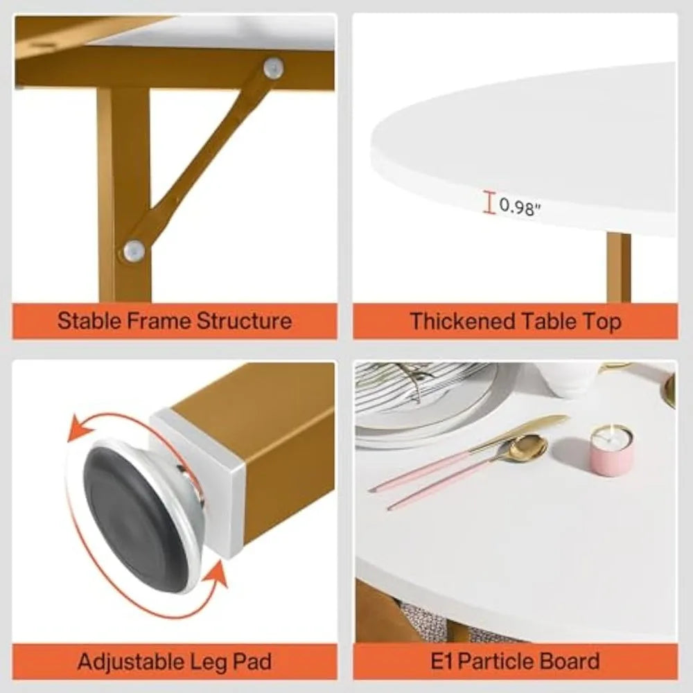 Round 47-Inch Dining Table with Storage for 4 People, Ideal for Kitchen and Dining Room